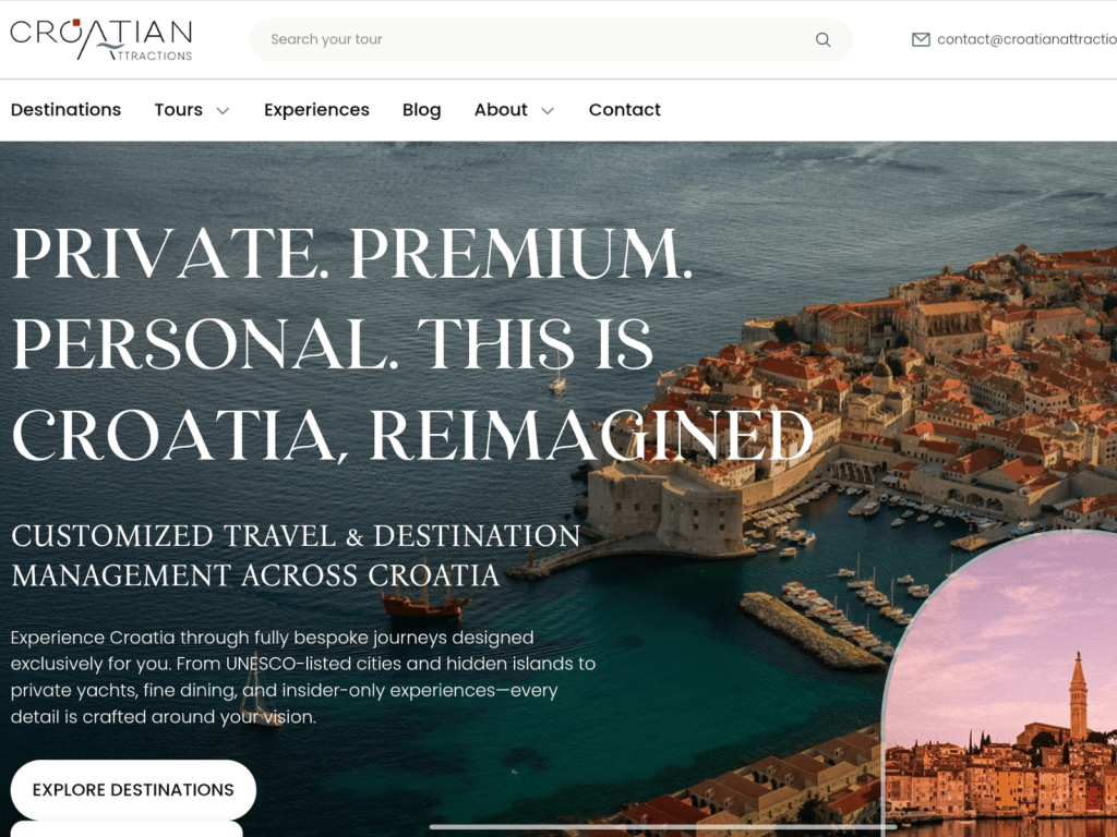 Croatian Attractions website, exclusive rights, Croatian Attractions